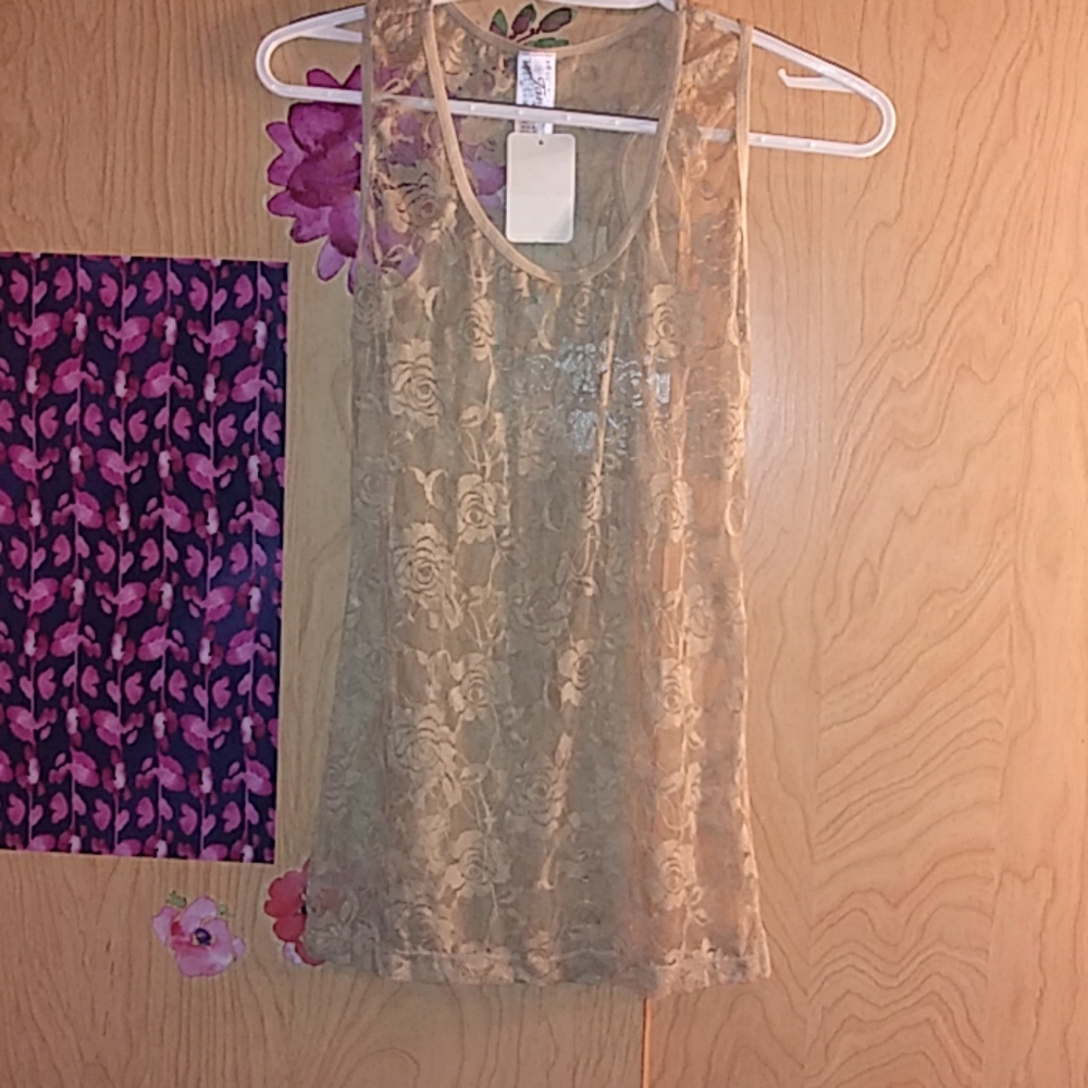 NWT tan lace tank